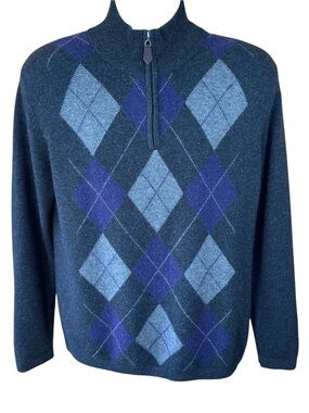 Harrison Davis argyle sweater, size Medium, cashmere, luxury, preppy, soft